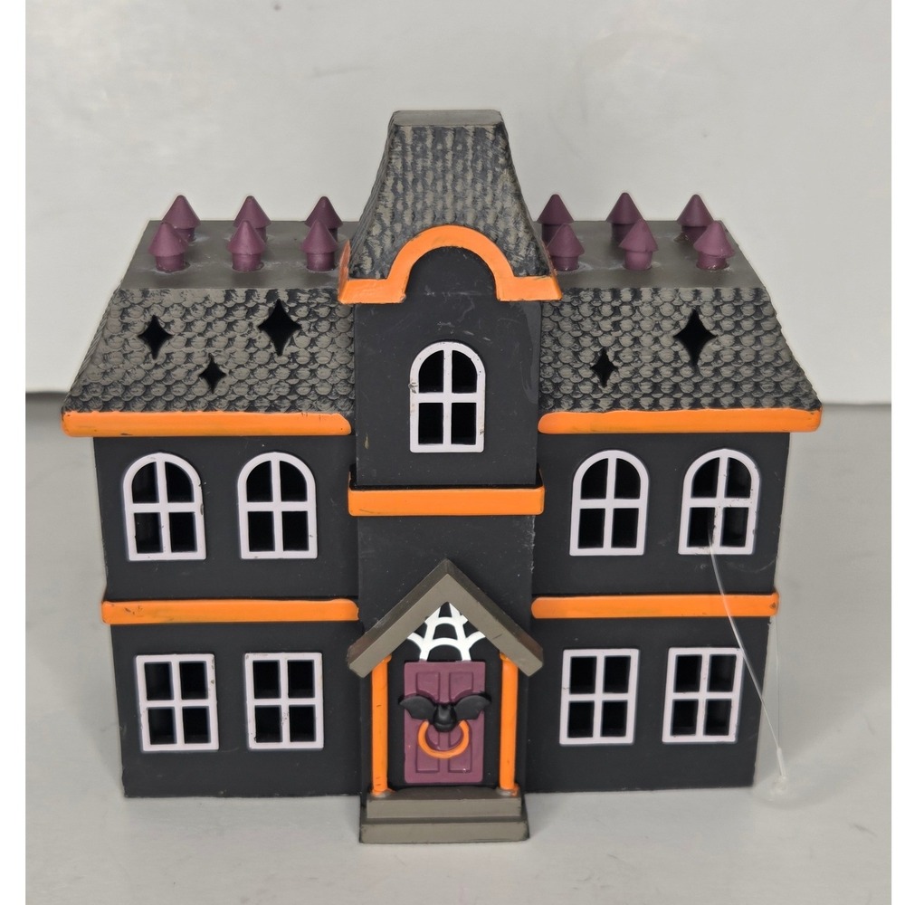 Halloween Light Up Haunted House Tabletop Decor Black Orange Purple Bat Spooky